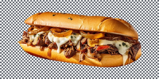 Tasty cheesesteak sandwich isolated on transparent background