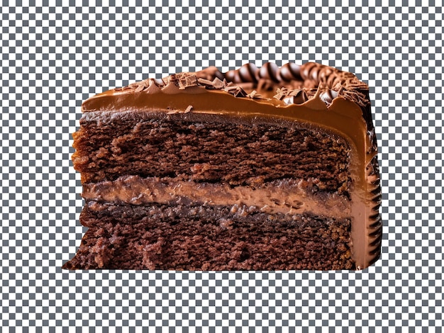 Tasty chocolate cake slice isolated on transparent background