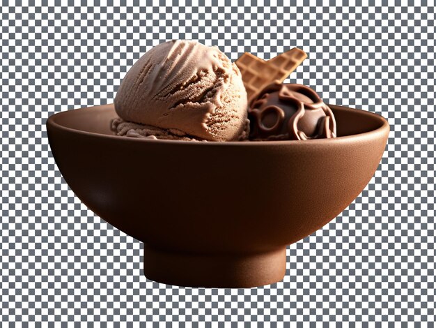 PSD tasty chocolate ice cream bowl isolated on transparent background