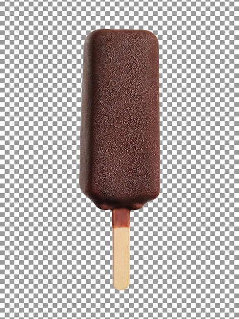 Tasty chocolate popsicle ice cream on stick with transparent background