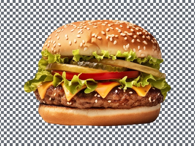 Tasty classic burger isolated on transparent background