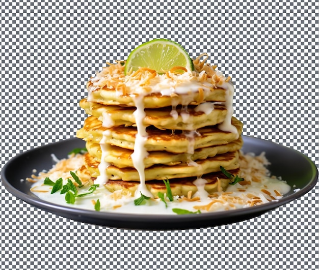 Tasty Coconut Lime Pancakes isolated on transparent background