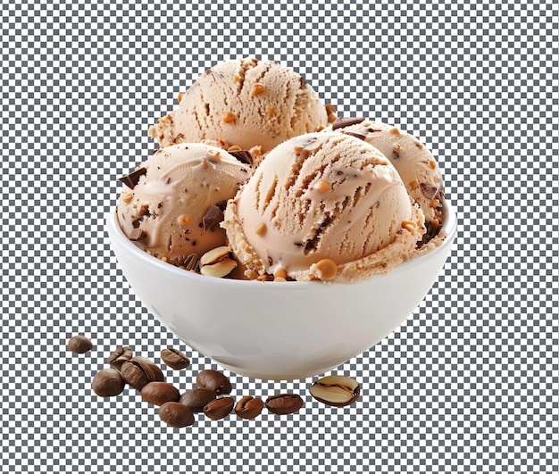 PSD tasty coffee almond fudge ice cream isolated on transparent background