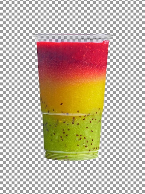 Tasty colorful smoothies in a glass with transparent background