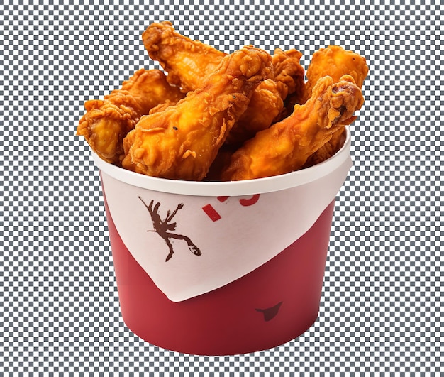 Tasty crispy fried chicken bucket isolated on transparent background