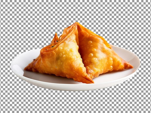 Tasty crispy samosas isolated on transparent background