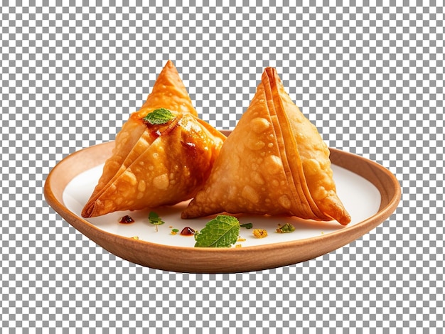 Tasty crispy samosas isolated on transparent background