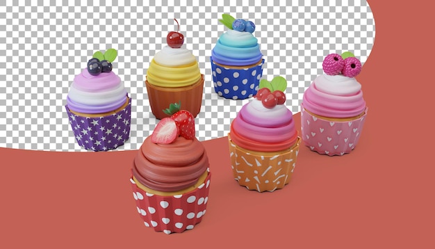 PSD tasty cup cakes with cream suitable for pastry concept