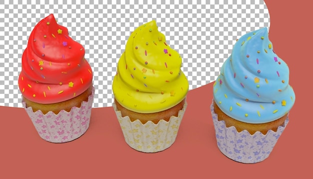 PSD tasty cup cakes with cream suitable for pastry concept