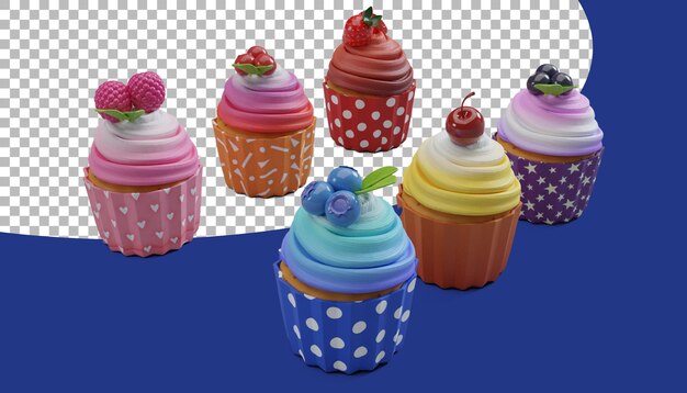 PSD tasty cup cakes with cream suitable for pastry concept