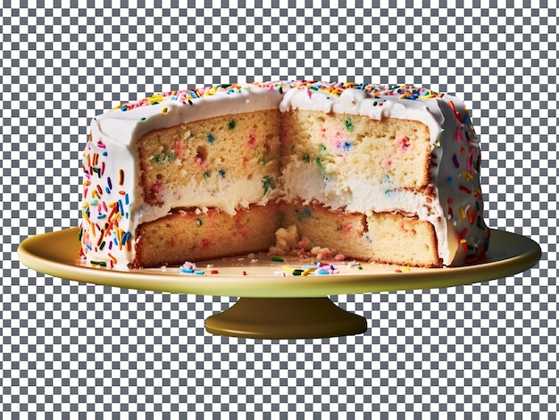 Tasty decorated sprinkles cake isolated on transparent background