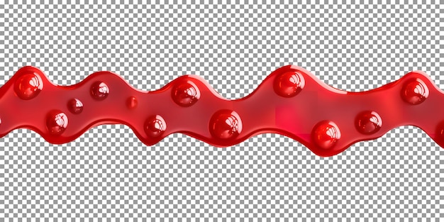 Tasty dripping red syrup isolated on a transparent background