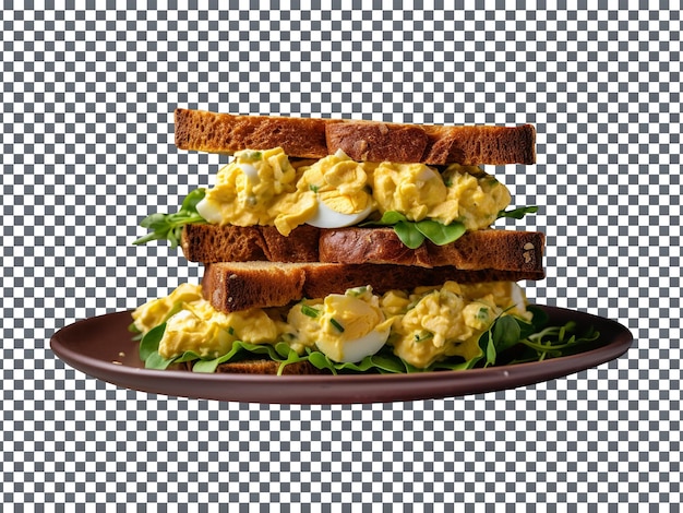 Tasty egg salad sandwich isolated on transparent background