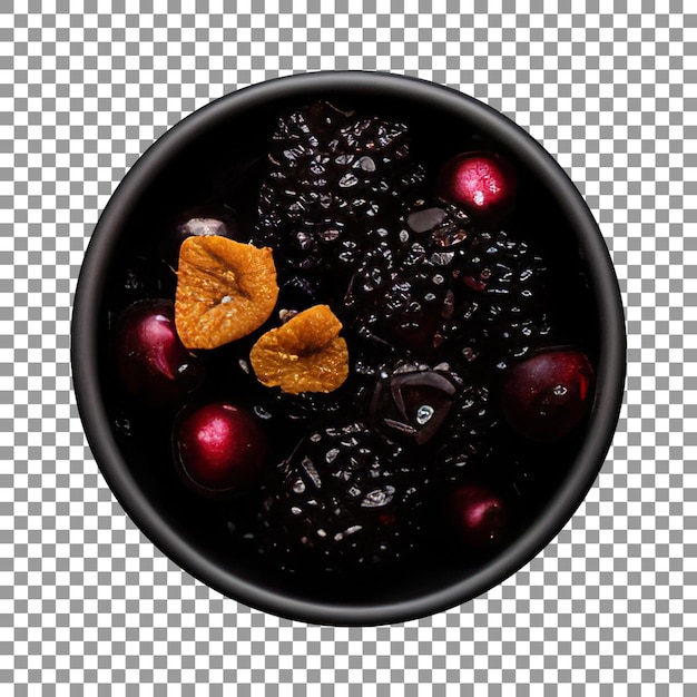 Tasty fresh mulberries in bowl with transparent background