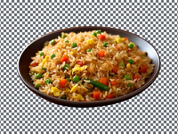 Tasty fried vegetable rice plate isolated on transparent background