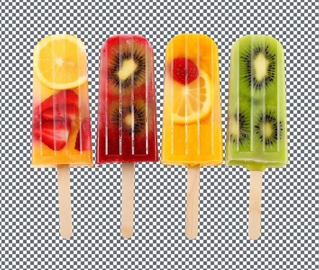 Tasty Fruit Popsicles isolated on transparent background