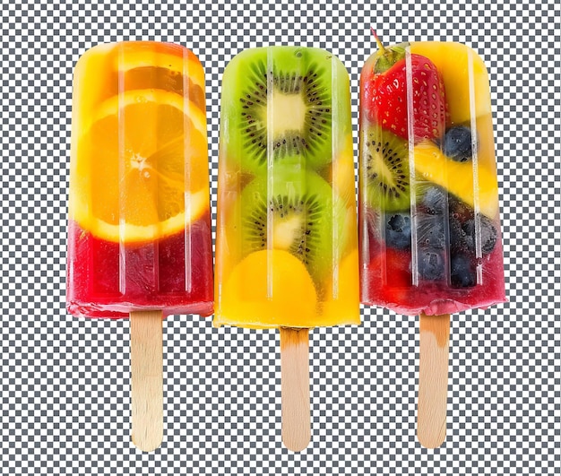 PSD tasty fruit popsicles isolated on transparent background