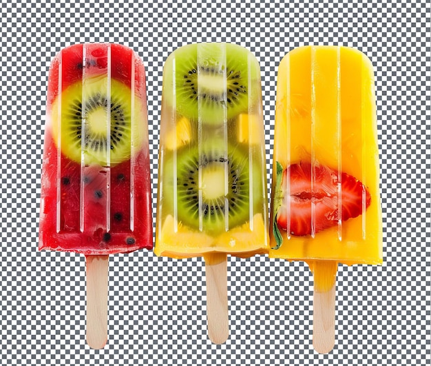 PSD tasty fruit popsicles isolated on transparent background