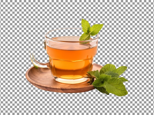 Tasty green tea in glass cups isolated on transparent background