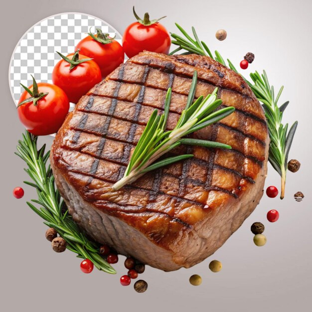 Tasty grilled beef fillet steak isolated on transparent background