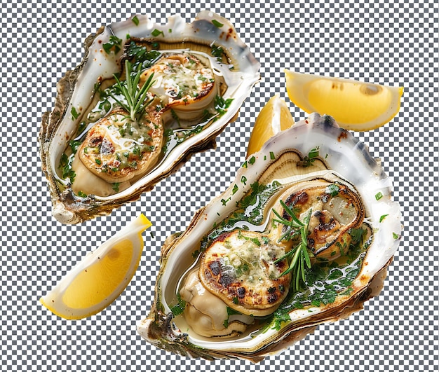 PSD tasty grilled oysters isolated on transparent background