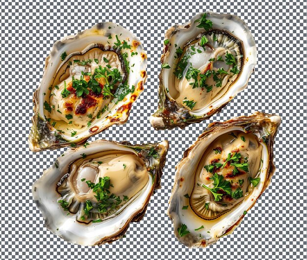 PSD tasty grilled oysters isolated on transparent background