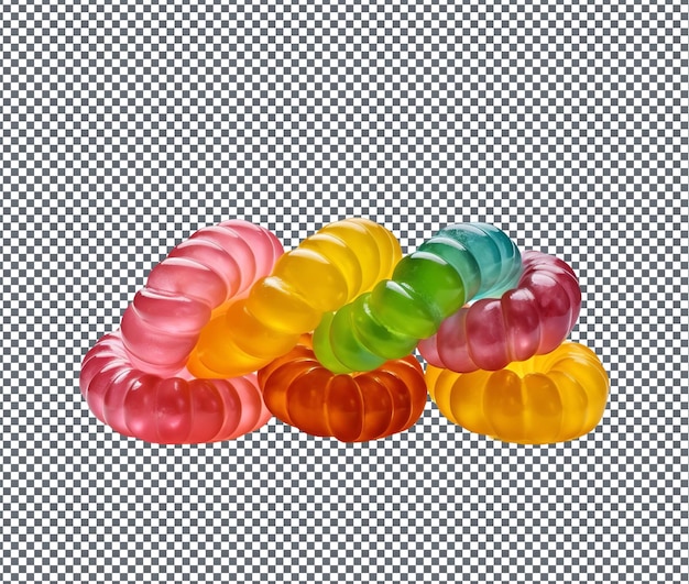 PSD tasty gummy bears worms isolated on transparent background