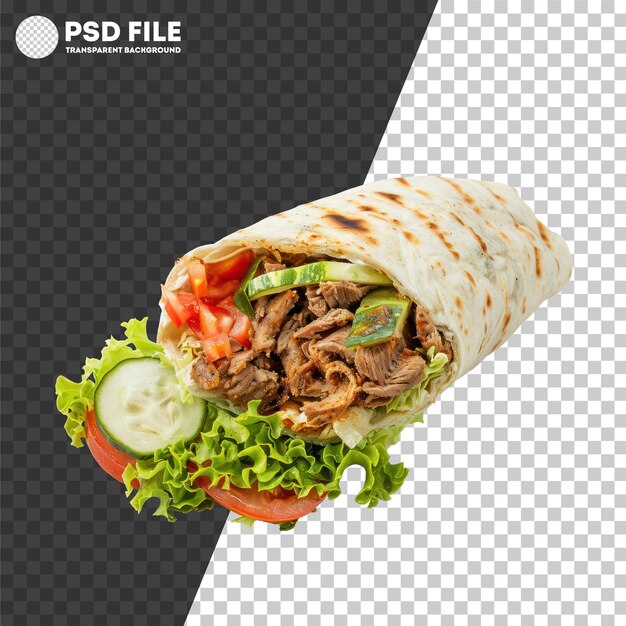 Tasty gyro wrap with beef and fresh vegetables on transparent background stock png