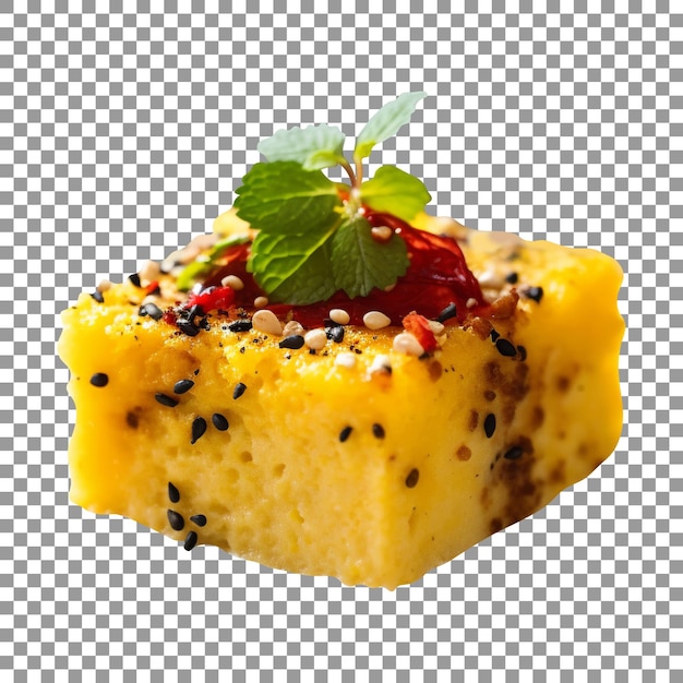 Tasty indian dhokla dish isolated on transparent background