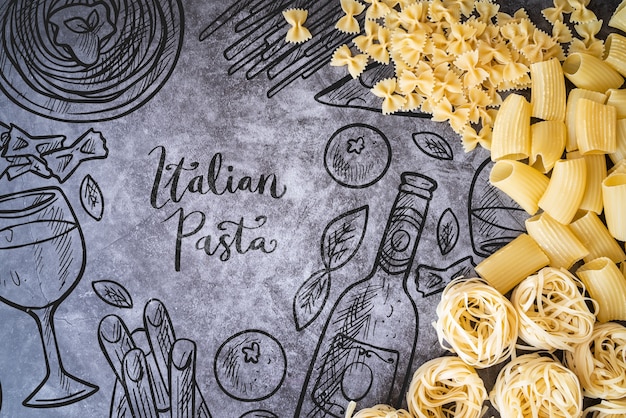 Tasty italian pasta with mock-up