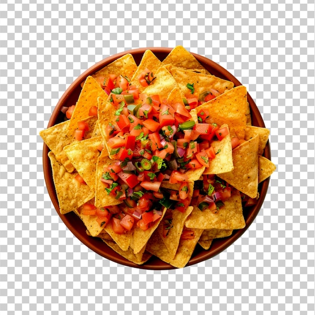 PSD tasty mexican nachos served in a plate on a transparent background