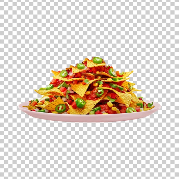 PSD tasty mexican nachos served in a plate on a transparent background