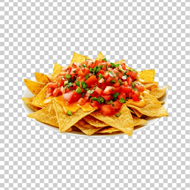 Tasty Mexican Nachos served in a plate on a transparent background