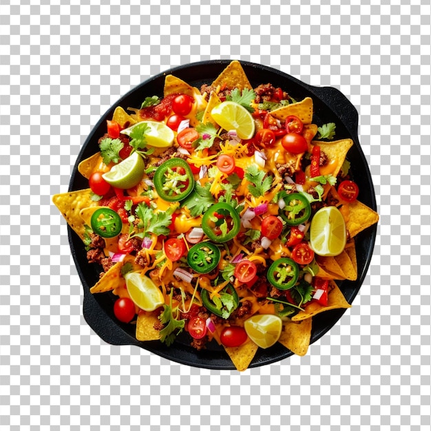 PSD tasty mexican nachos served in a plate on a transparent background