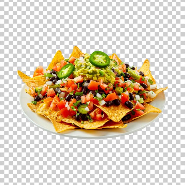 PSD tasty mexican nachos served in a plate on a transparent background