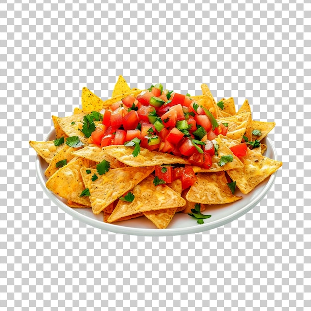 PSD tasty mexican nachos served in a plate on a transparent background