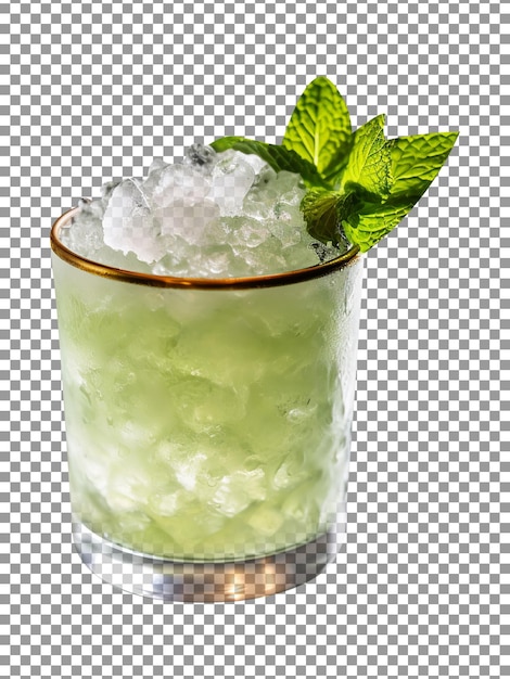 Tasty mint julep cocktail glass isolated on transparent background