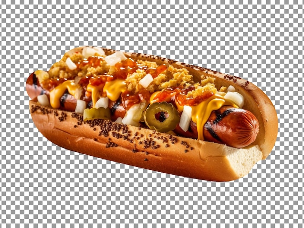 Tasty olives hotdog isolated on transparent background