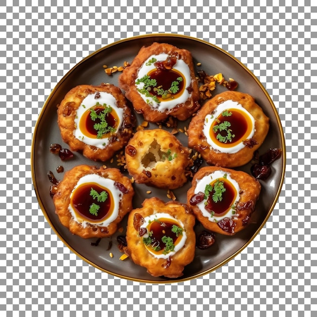 Tasty panni puri with sauces isolated on transparent background