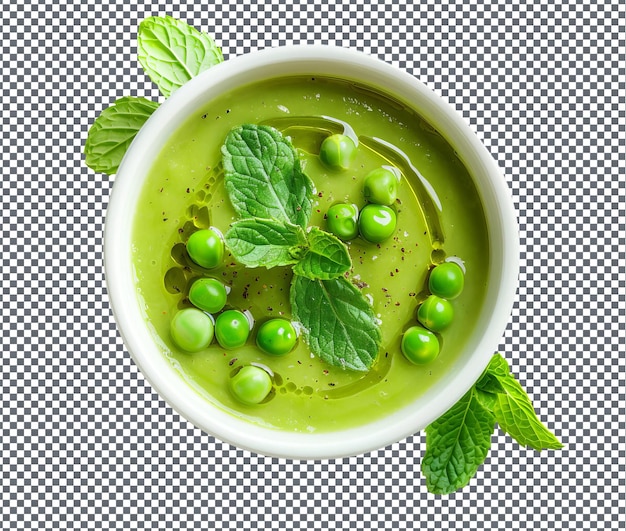 PSD tasty pea and mint soup isolated on transparent background