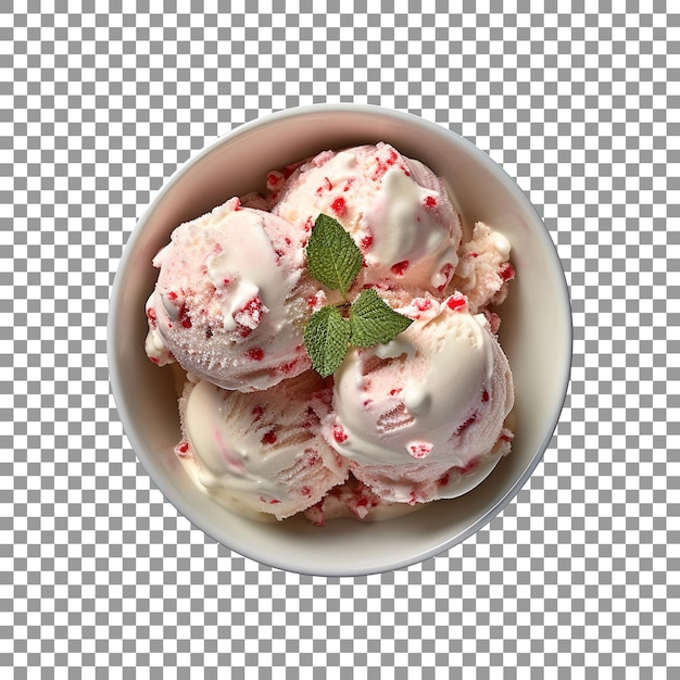 PSD tasty peppermint ice cream bowl isolated on transparent background