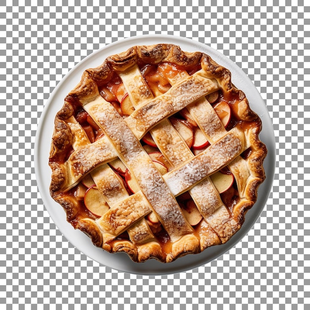 Tasty pie on plate with transparent background