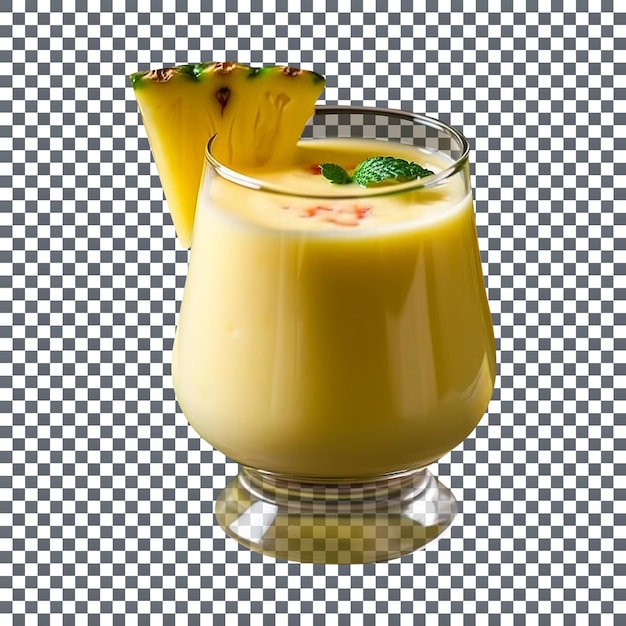 Tasty pineapple juice glass isolated on transparent background