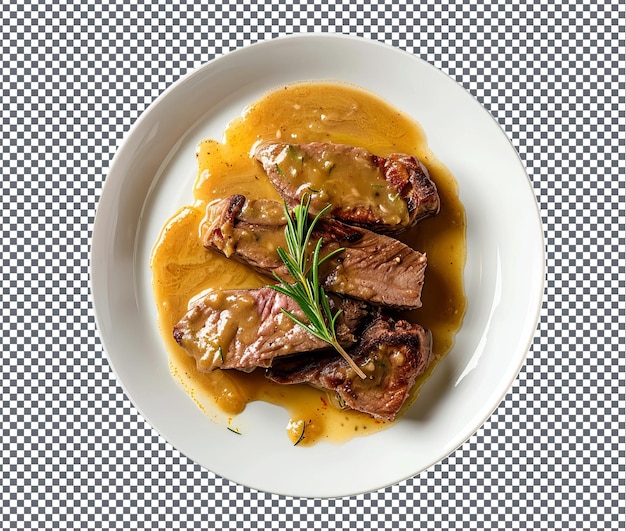 Tasty and Piquant Beef in Mustard Sauce isolated on transparent background