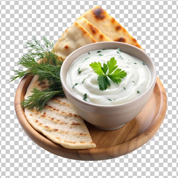 Tasty Pita Chips and Dip isolated on transparent background