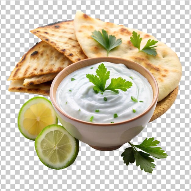 Tasty Pita Chips and Dip isolated on transparent background