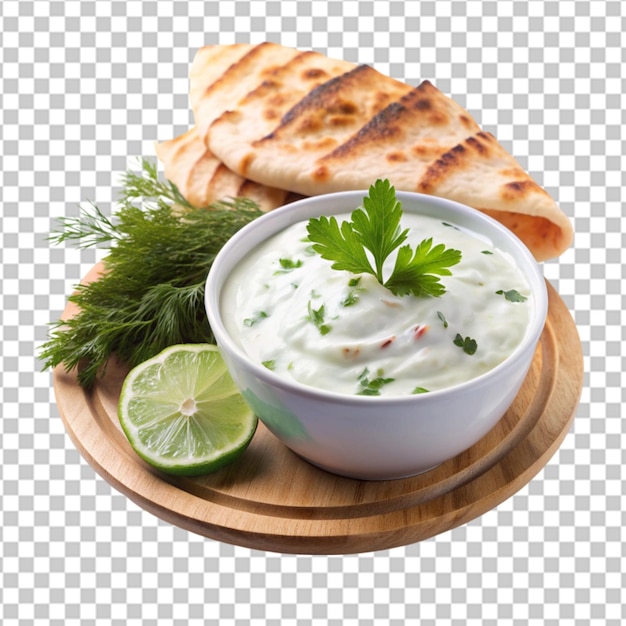 Tasty Pita Chips and Dip isolated on transparent background