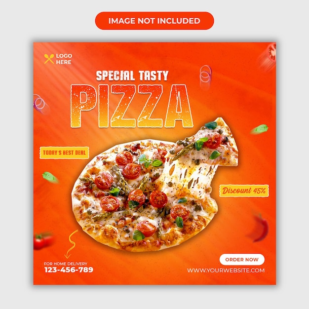 Tasty pizza food menu promotion social media Instagram post template