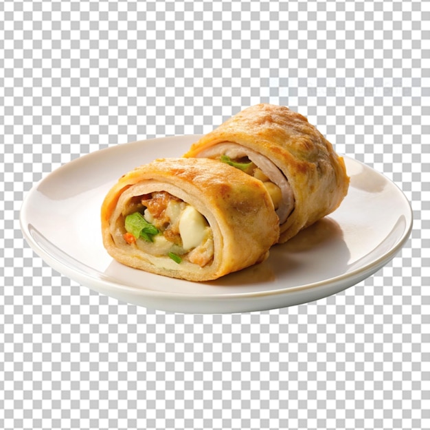 Tasty potato and egg breakfast burrito isolated on transparent background