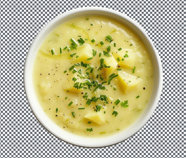 PSD tasty potato and leek soup isolated on transparent background